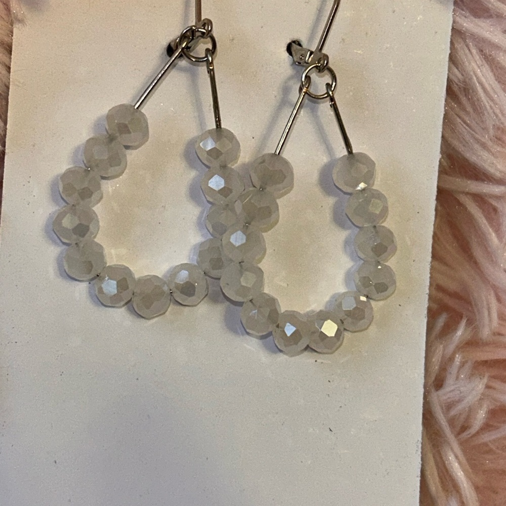 Elegant White Beaded Earrings